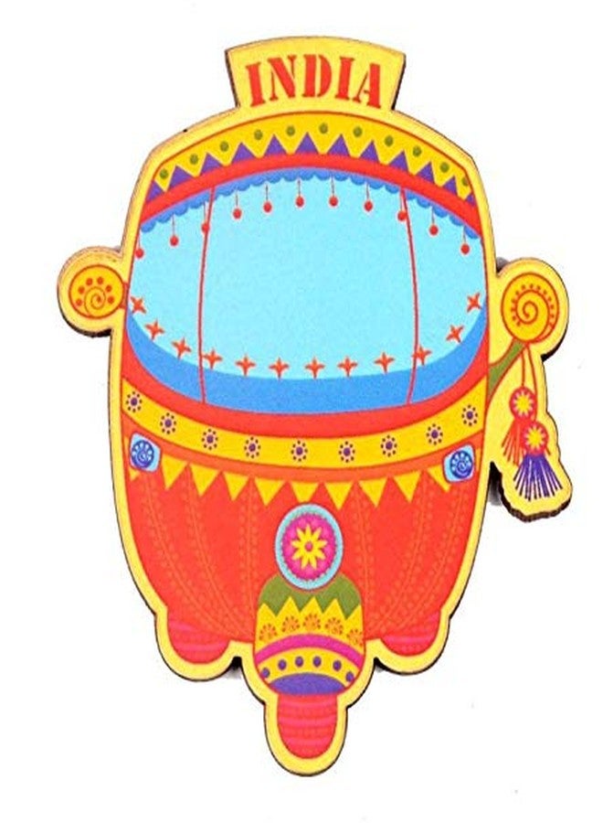 India Souvenir Wooden Fridge Magnet Auto Rickshaw Delhi, Perfect Souvenir for Gifting